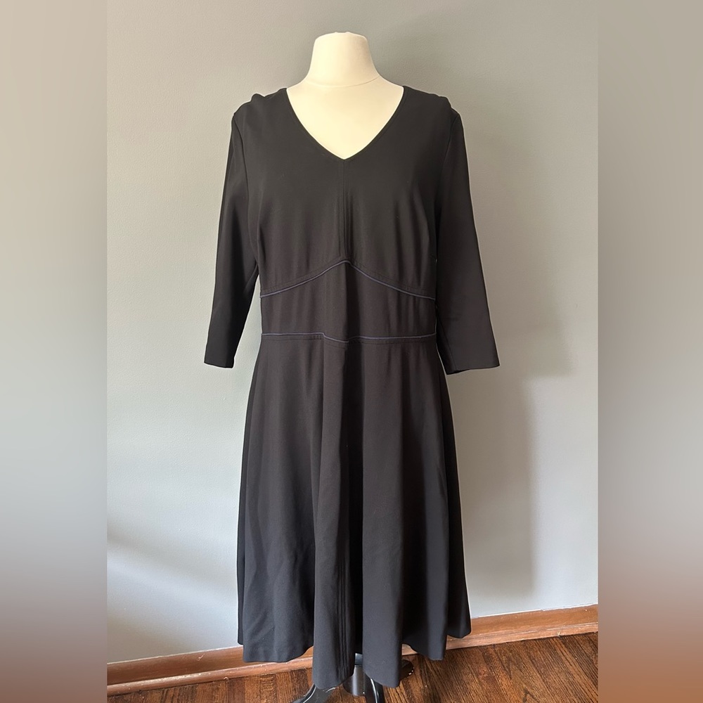 Boden Black V‑Neck A‑Line Dress